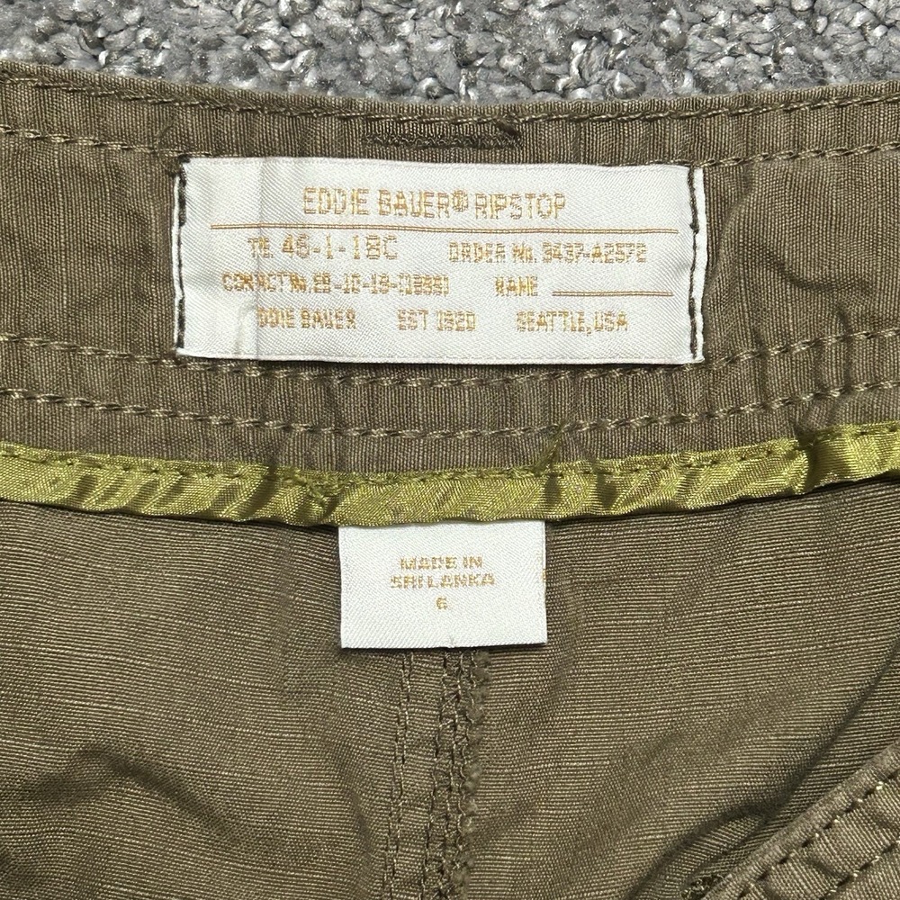 Eddie Bauer Ripstop Cargo Shorts- Women's 6 -Olive/Taupe Outdoor Hiking Camping - Picture 3 of 9
